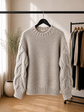 Damski sweter z warkoczowymi rękawami