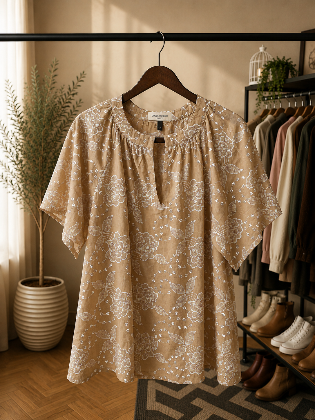 Bluzka Floral Beige