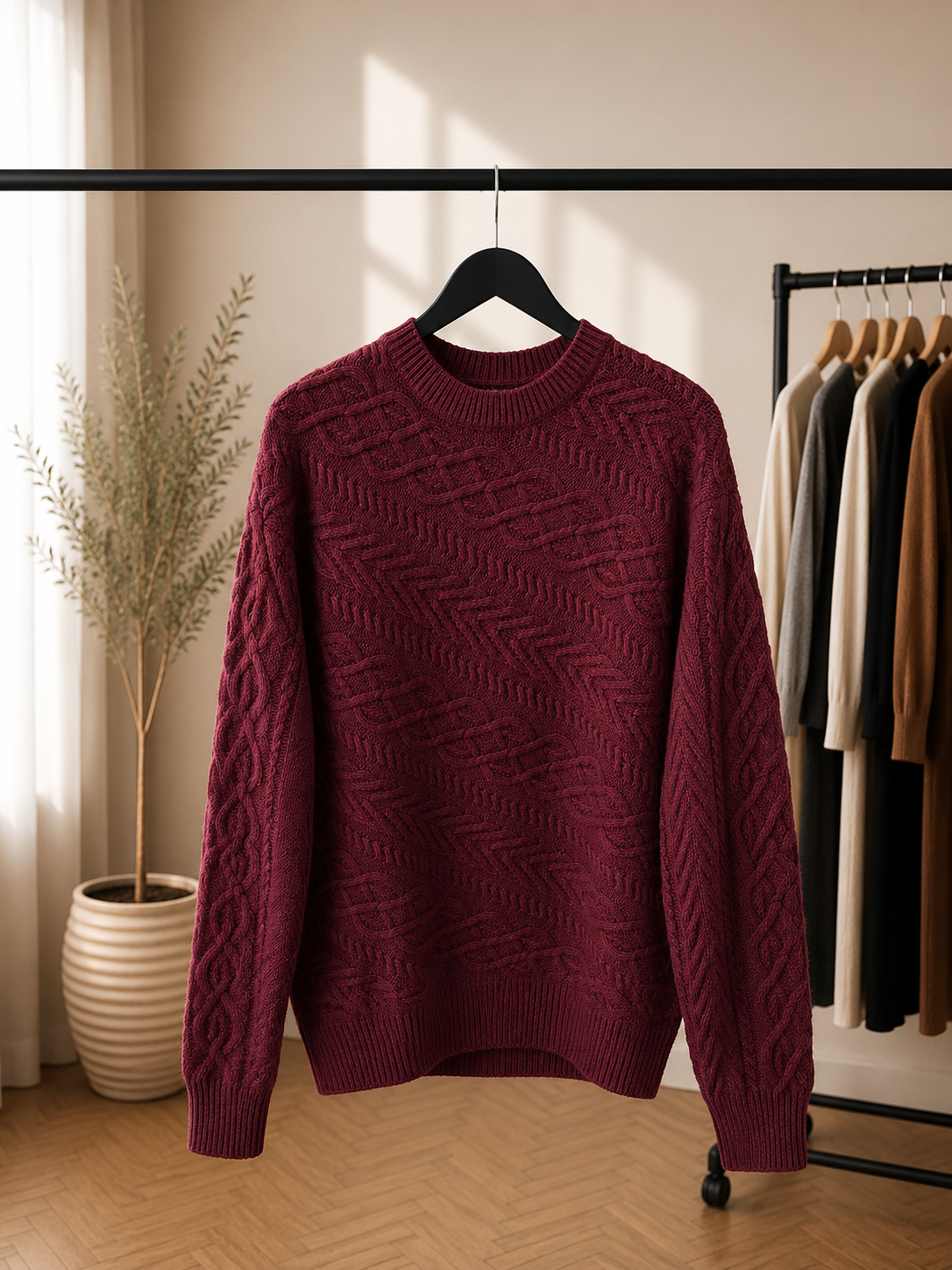 Sweter damski Granatowy z ozdobnym splotem
